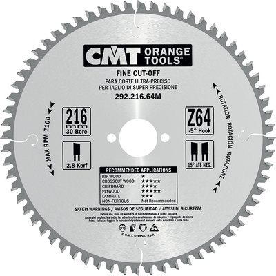 CMT Pílový kotúč pre elektronáradie, finálny rez D165x2,2 d20 Z56 HM C29216556H