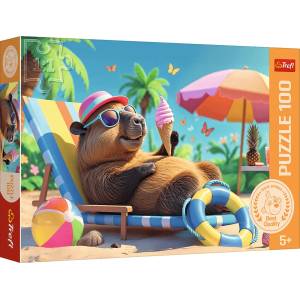 Trefl - Puzzle Capybara Relax Style - 100 piese