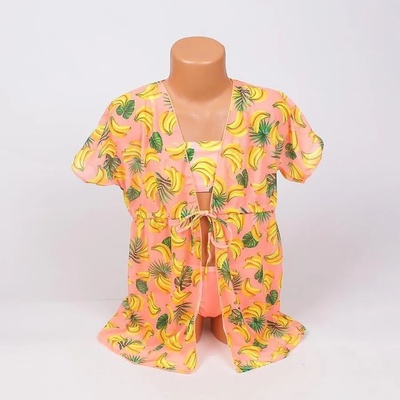 Детски розово-оранжев бански и туника с банани