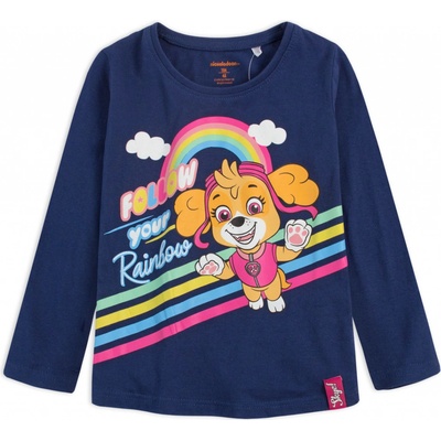 Dívčí tričko PAW PATROL RAINBOW modrá
