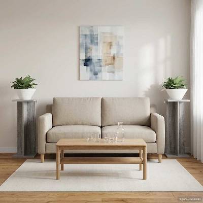 vidaXL Стойка за растения 2 бр. Сив Сонома 25 x 25, 5 x 60, 5 см (899669)