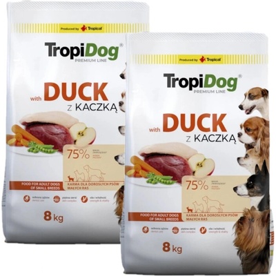 Tropidog Premium Adult Small Breeds s kachnou a rýží 2 x 8 kg