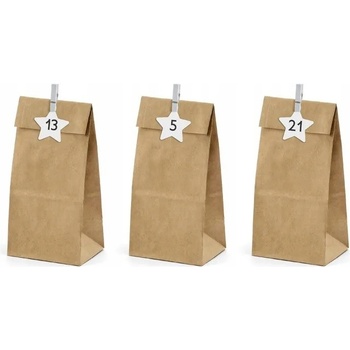 PartyDeco.pl Adventní kalendář Papírové pytlíčky KRAFTOVÝ