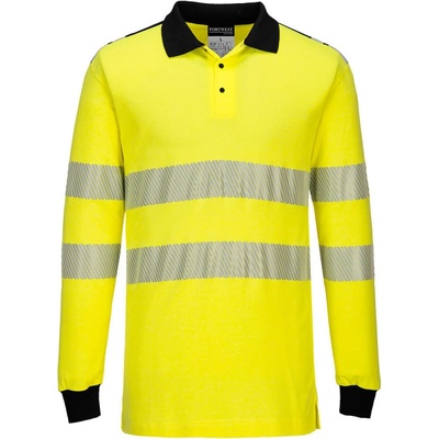 Portwest polokošile Hi-Vis FR702 dlouhý rukáv reflexní žltá/čierna M