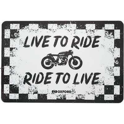 OXFORD plechová cedule RIDE bílá/černá, rozměr 30 x 20 cm