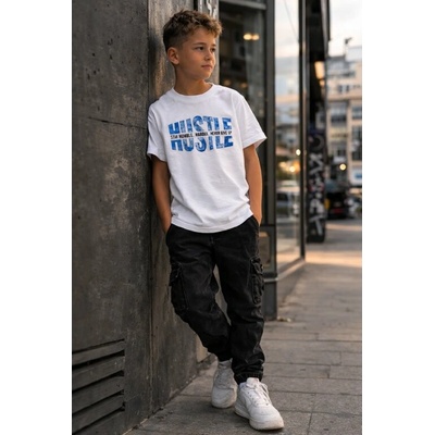 Fashionkids chlapčenské tričko Hustle biele