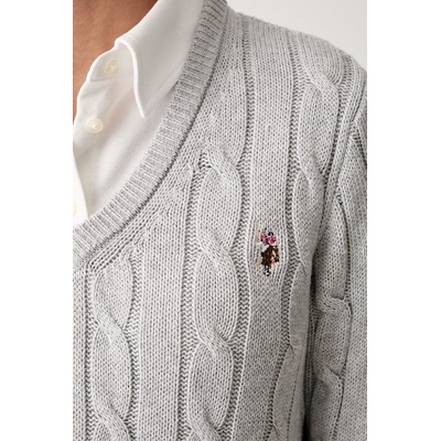 U. S. Polo Assn U. S. Polo Assn. пуловер дамски от памук V-NECK CABLE (WUP0397)