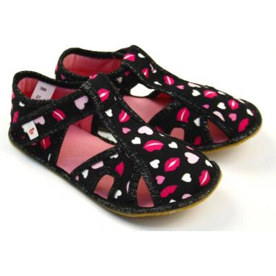 EF barefoot papuče 386 Black Hearts