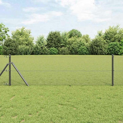 vidaXL Zemní upevnění svařované drátěné ploty 25 x 0,8 m Šedá Síťovina