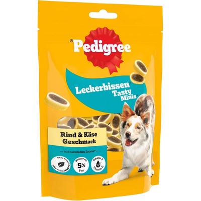 Pedigree Leckerbissen žuvacie maškrty výhodné balenie: 12 x 140 g Mini kúsky syr a hovädzie