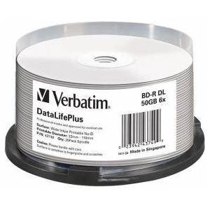 Verbatim BD-R дискове Verbatim, Dual Layer, 50GB, 6x (Wide Printable) - 25 броя в шпиндел