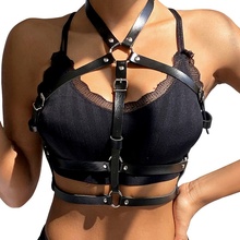 Subblime Fetish Leather Ring Chest Harness Black