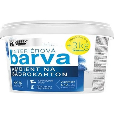 Den Braven Interiérová barva AMBIENT na sádrokarton 18 kg kbelík 15 + 3 kg bílá - bělost min. 88%