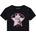 GUESS Къса черна тениска за момиче с коте, глитери и надписи Guess
