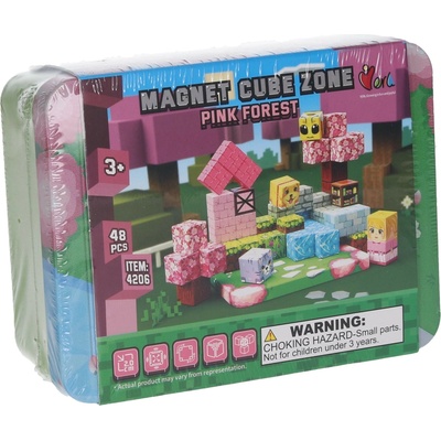 Wiky Stavebnica Magnet Cube Zone Pink Forest 48 dielikov