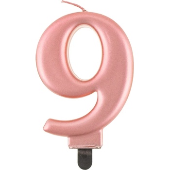Image 1 of Godan Свещ за рожден ден 9 розовозлатна