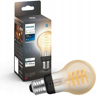 Philips Hue Bluetooth LED White Ambiance filamentová žárovka 8719514301429 E27 A60 7W 550lm 2200-4500K černá, stmívatelná Studená bílá