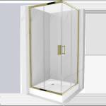 Mexen Rio квадратна душ кабина 90 x 90 см, прозрачна, златна + душ подложка, (860-090-090-50-00-4510)