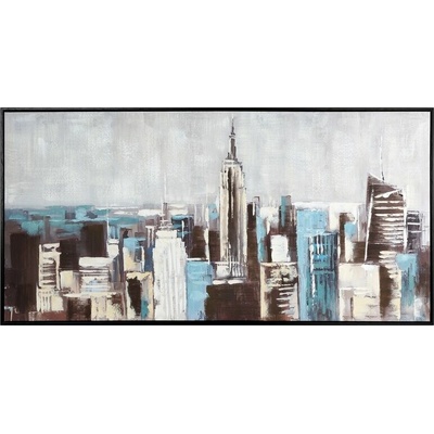Ručne maľovaný obraz na plátne s motívom New Yorku 120x60cm - krémový