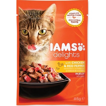 Iams Cat delights chicken & red pepper jelly 85 g