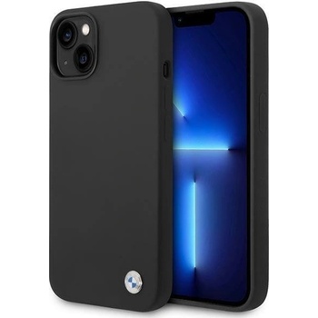 BMW Кейс BMW BMHCP14SSILBK за iPhone 14 6.1", черен / черен, Silicone Metal Logo (3666339090425)
