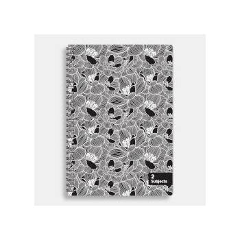 Sentio Тетрадка със спирала Black Flowers B5 70л 2 теми