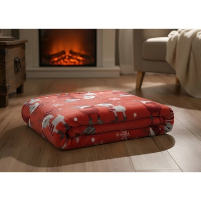 BBK vánoční deka z mikrovlákna Festive Vibes červená 130x170