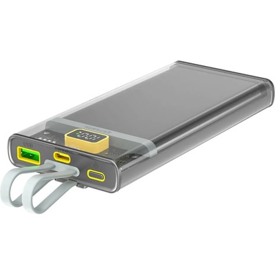 4smarts Bъншна батерия /power bank/ 4smarts Lucid Dual Cord (540209), 10000 mAh, 1x USB-A, 1x USB-C, 1x Lightning, сива (540209)