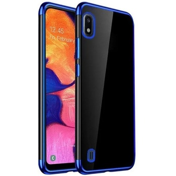 Samsung Силиконов прозрачен кейс New Electro за Samsung A105/M105 Galaxy A10/M10, Синя гланцирана рамка, Прозрачен (6114)