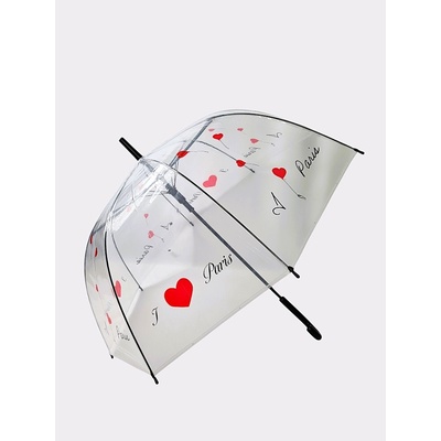 Luvia I love Paris deštník dámský holový průhledný červený