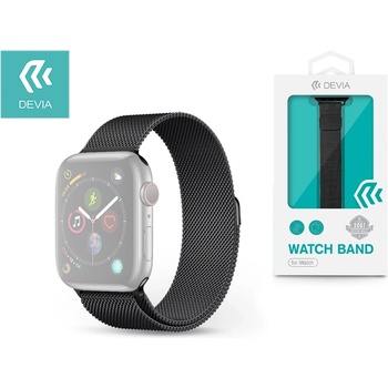DEVIA Elegant Milanese Loop каишка за Apple Watch 38 мм серия 1-3 и 40 мм серия 4-6, черна, метална, магнитно затваряне (ST325052) (ST325052)