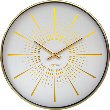 NeXtime Стенен часовник Excentric бяло и златисто (3287WI)
