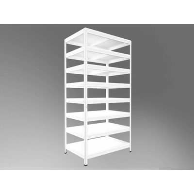 Biedrax Regál do technickej miestnosti 50 x 60 x 210 cm, biely, 8 políc biele lamino 12mm, 200 kg na policu