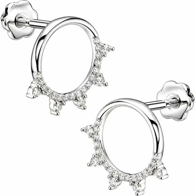 Zlaton Náušnice bílé zlato kruhy 1.3cm 2.0g s diamantem 0.230ct 000121112231