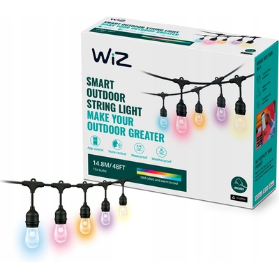 WiZ WiZ LED RGBW Stmívatelný venkovní řetěz 12xLED 14,4m IP65 Wi-Fi WI0079