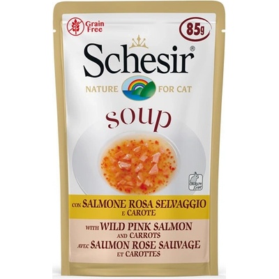 Schesir Cat Soup Divoký ružový losos s mrkvou 85 g