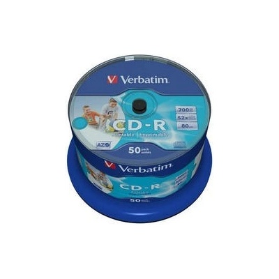 Verbatim CD-R(50-Pack)Spindle/Inkjet Printable/52x/700MB / Non ID Branded (43438)