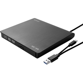 SAVIO AK-59 External slim CD/DVD Recorder R/RW - USB-C/USB-A, black (AK-59)