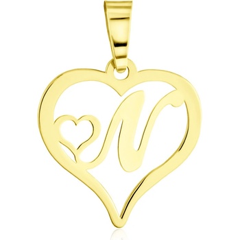 Gemmax Zlatý přívěsek Písmenko N srdíčko GLPYN 00721