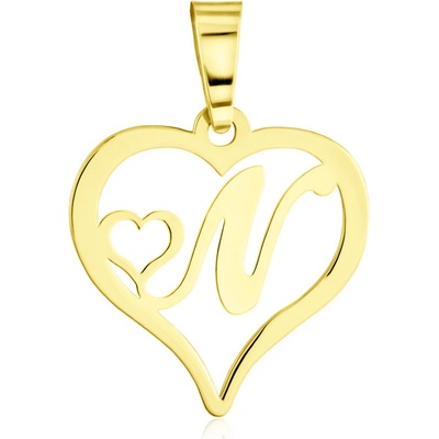 Gemmax Zlatý přívěsek Písmenko N srdíčko GLPYN 00721