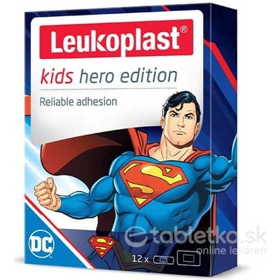 LEUKOPLAST KIDS HERO SUPERMAN náplasť na rany, 2 veľkosti 12 ks