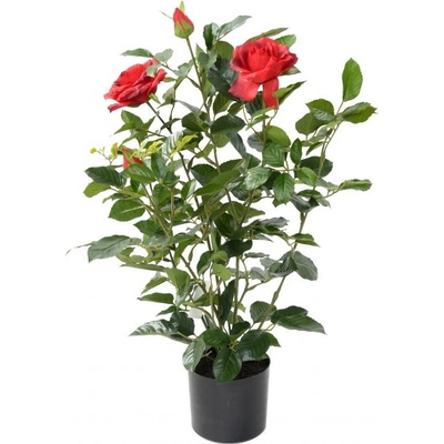 Luxusní umělá květina Keř růží červený, 60cm