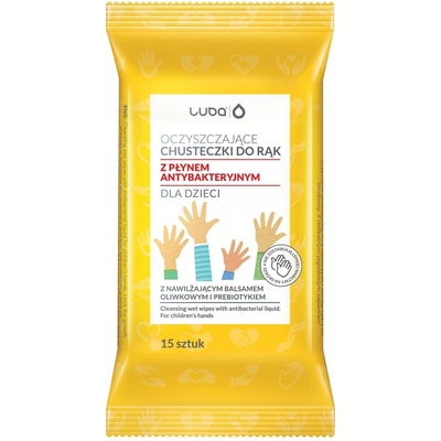 Luba Čistiace obrúsky na ruky s antibakteriálnou tekutinou pre deti 15 ks