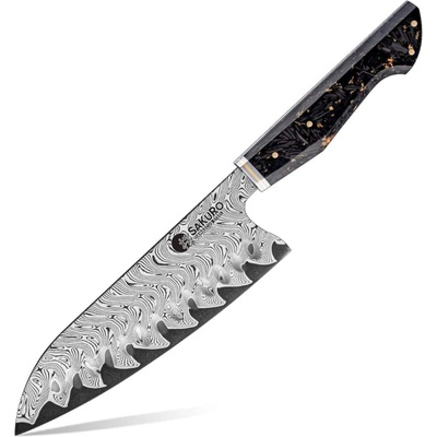 Santoku nůž z damaškové oceli AUS10 Kurogane SaKuRo 18,5 cm
