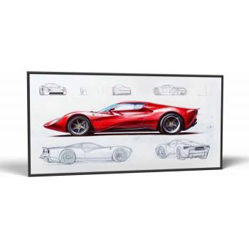 Autá Ferrari Daytona | Obraz Vintessia v ráme Rozmery panoráma: 60x120, Rám: Čierny matný-alu