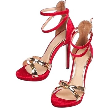 Стилни червени сандали с тънък ток