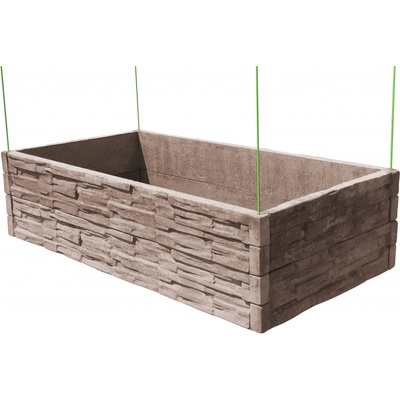 Barigadi Vyvýšený záhon betónový 200 x 100 cm výška 50 cm vzor štiepaný kameň hnedá