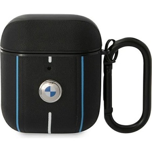 BMW Кейс BMW BMA222RVSK за AirPods 1/2, черен / черен, Leather Color Lines (3666339089504)