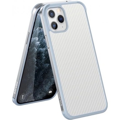 SULADA s textúrou karbónových vlákien a ochranným rámčekom iPhone 11 Pro Max - strieborné