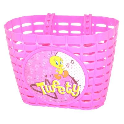 koš přední na dětské kolo růžový Tweety